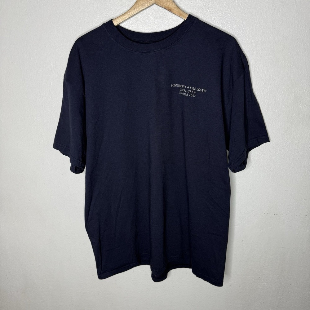 Vintage Bonnie Raitt Lyle Lovett Local Crew 2002 Tee Shirt Anvil Mens XL Blue